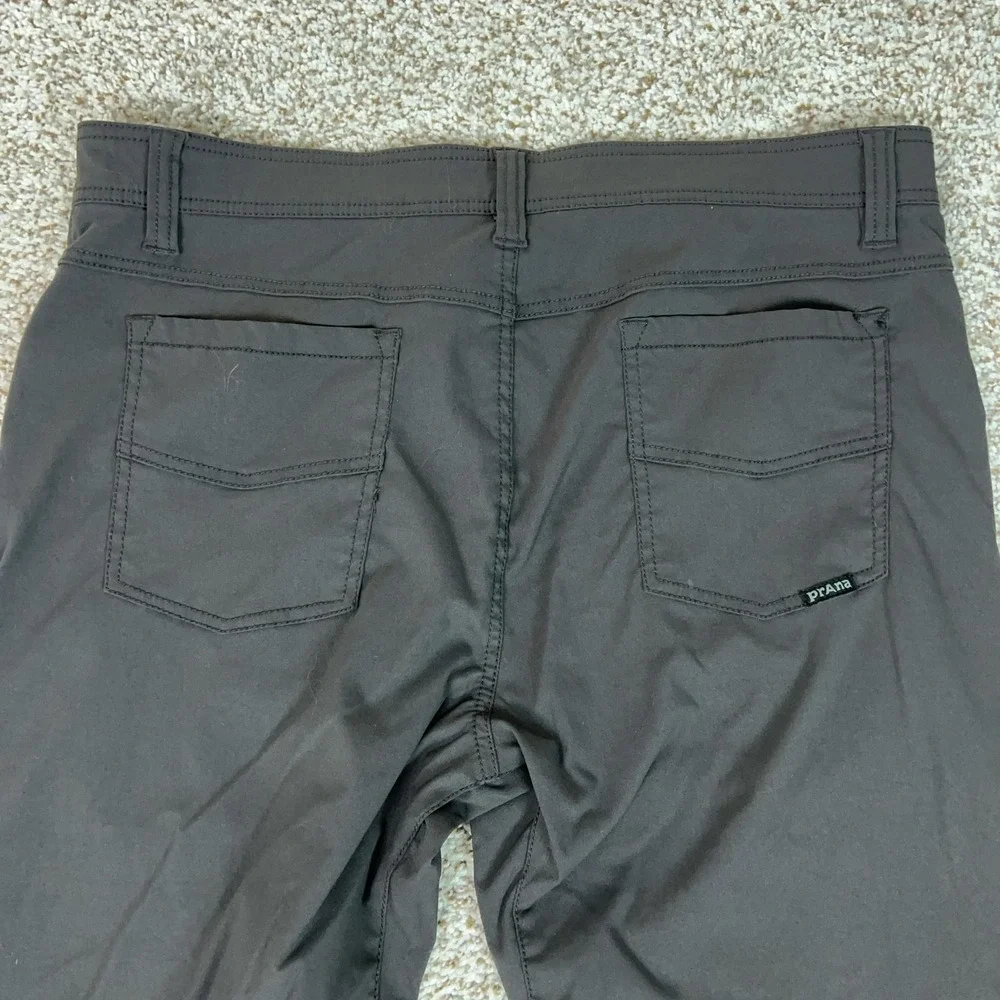 PrAna Pants Mens 36x30 Gray Slim Stretch Hiking Performance Outdoor Logo Brion